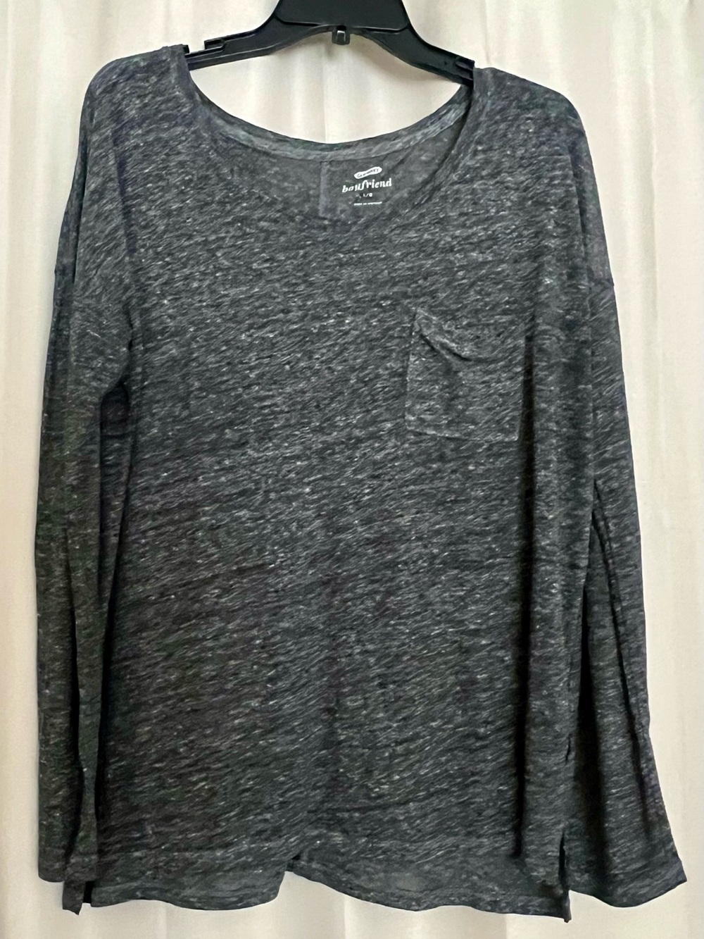 Old Navy Boyfriend L/G Charcoal Gray Long Sleeve Pocket Tee